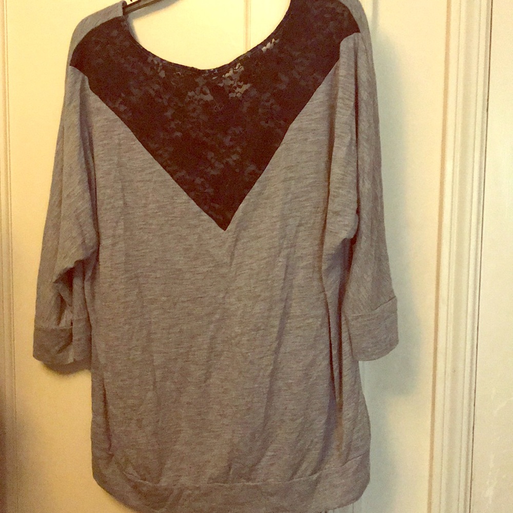 Grey top with black lace back detail